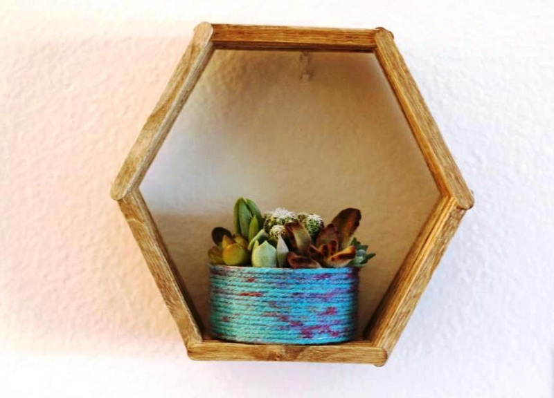 20 DIY Hexagon Shelves Using Popsicle Sticks Susie Harris