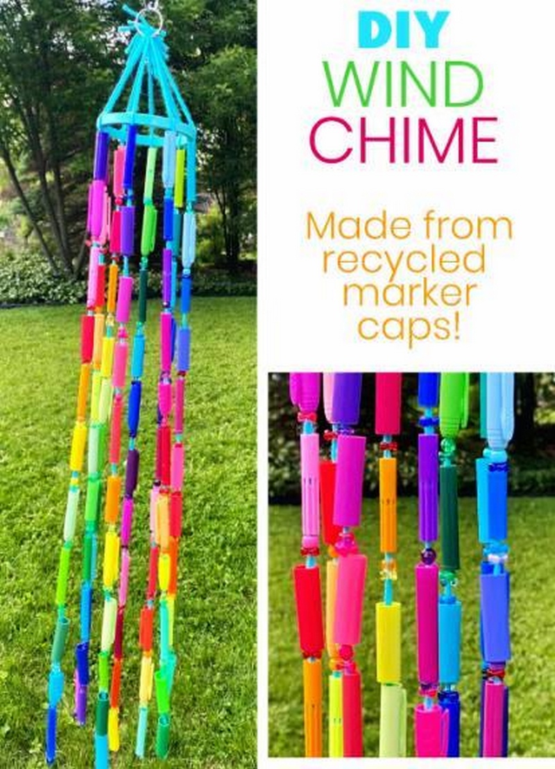 20 How To Make Wind Chimes From Recycled Materials   DIY Wind Chime Made From Recycled Marker Caps 